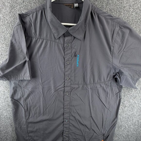 Icepeak Men XL Button Up Shirt Gray Chest Pocket Logo Short Sleeve Stretch Adult - Picture 1 of 13